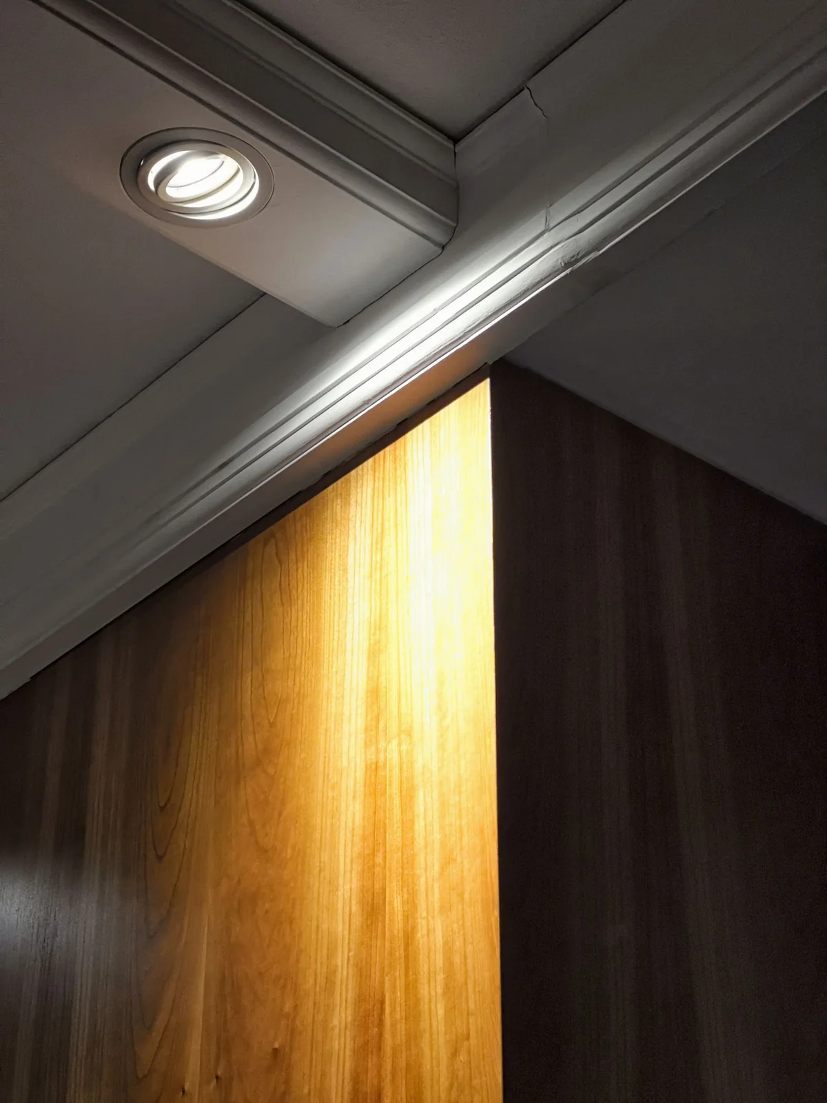 Architectural interior with recessed ceiling lighting